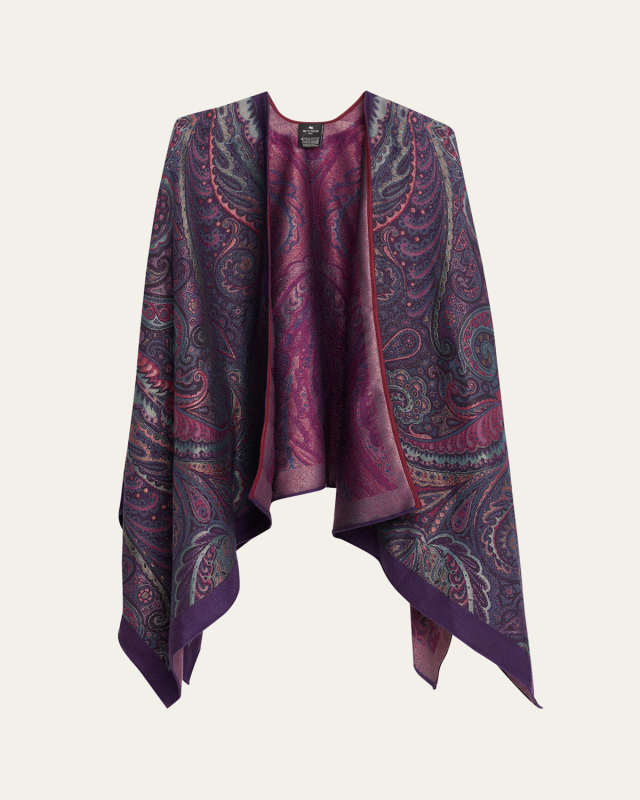 Wool-Blend Jacquard Cape